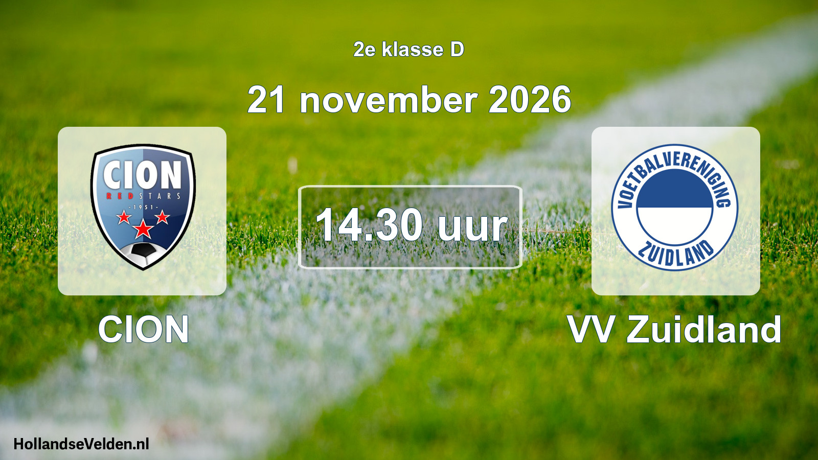 Geplande wedstrijd: CION - VV Zuidland (21 november 2026)