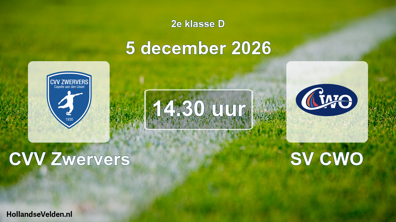 Geplande wedstrijd: CVV Zwervers - SV CWO (5 december 2026)