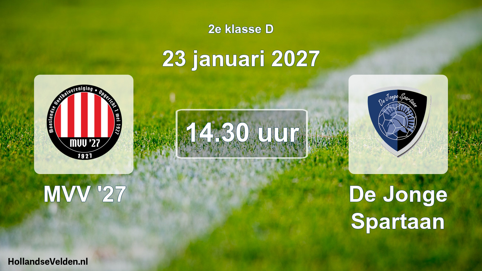 Geplande wedstrijd: MVV '27 - De Jonge Spartaan (23 januari 2027)