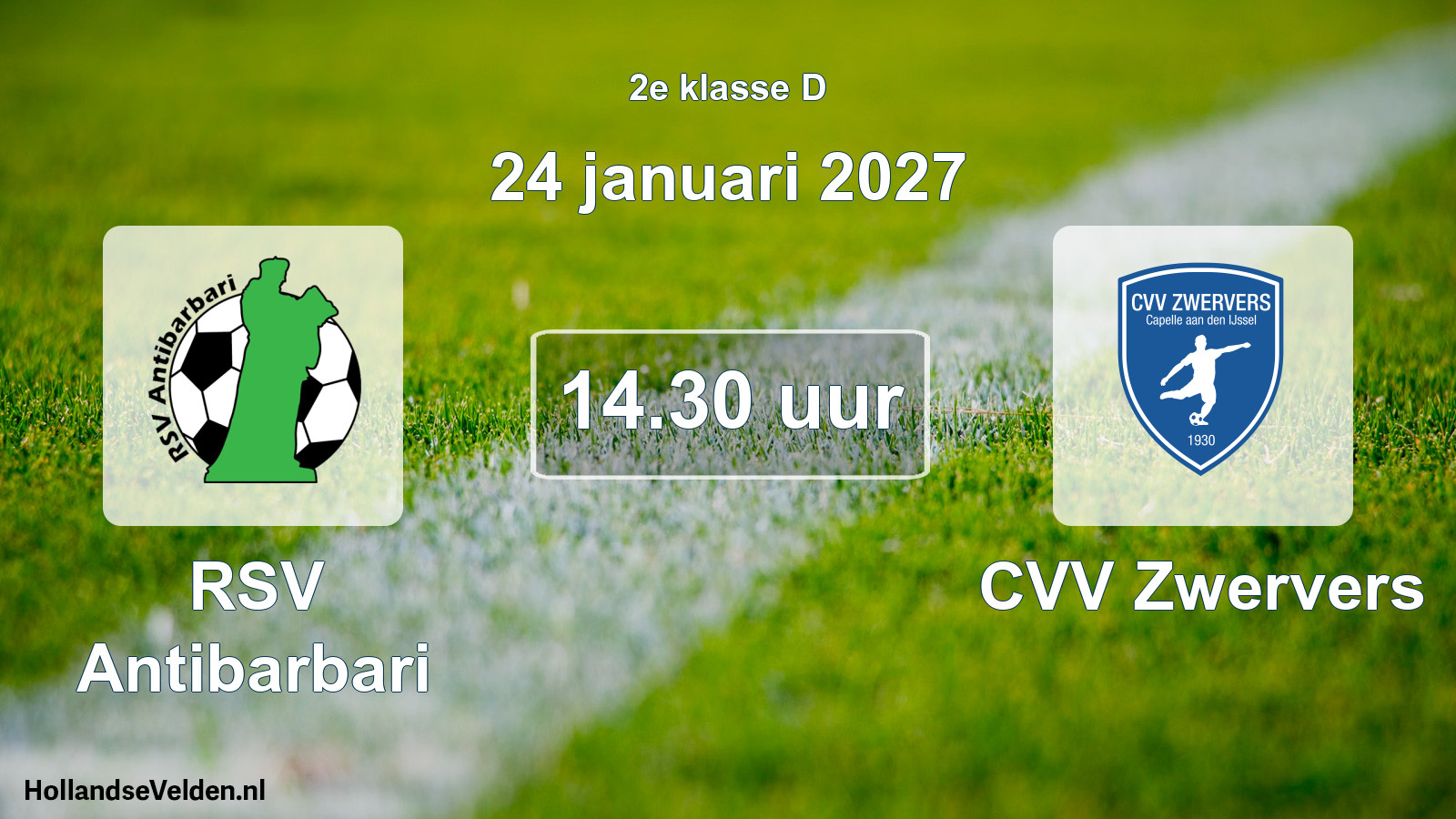 Geplande wedstrijd: RSV Antibarbari - CVV Zwervers (24 januari 2027)