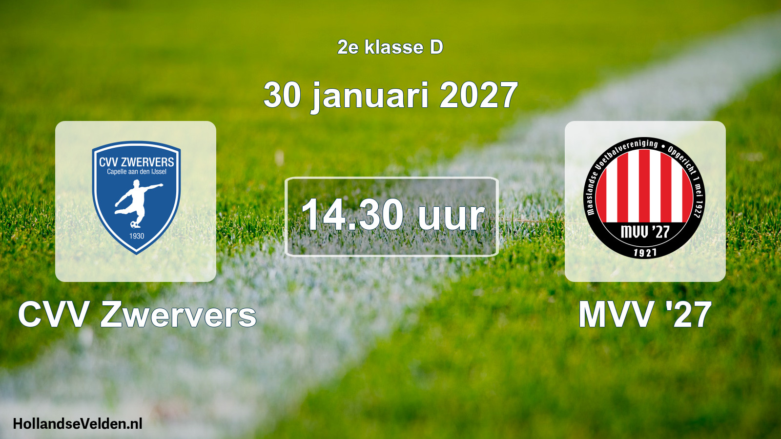 Scheduled Match: CVV Zwervers - MVV '27 (30 January 2027)