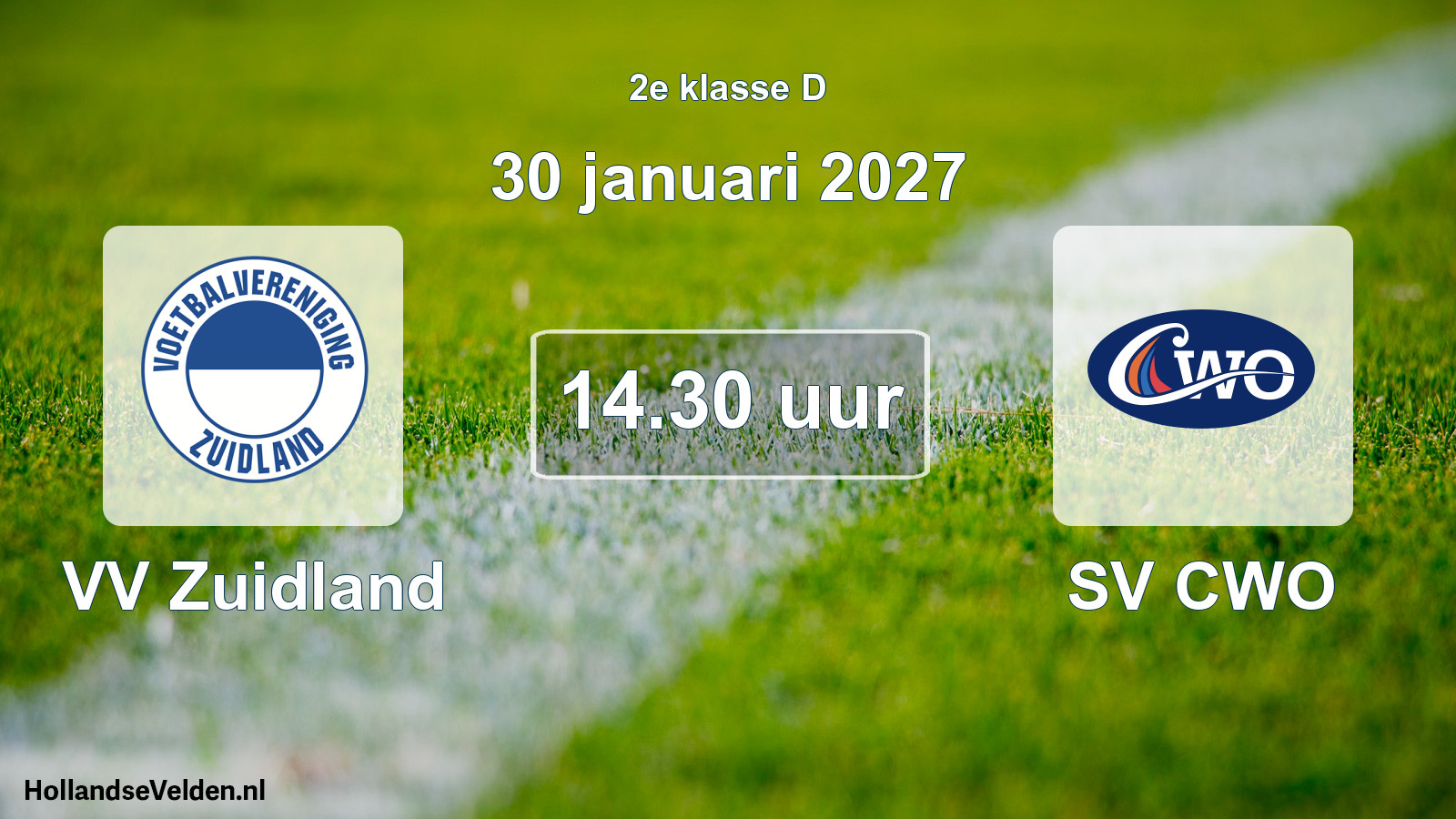 Geplande wedstrijd: VV Zuidland - SV CWO (30 januari 2027)