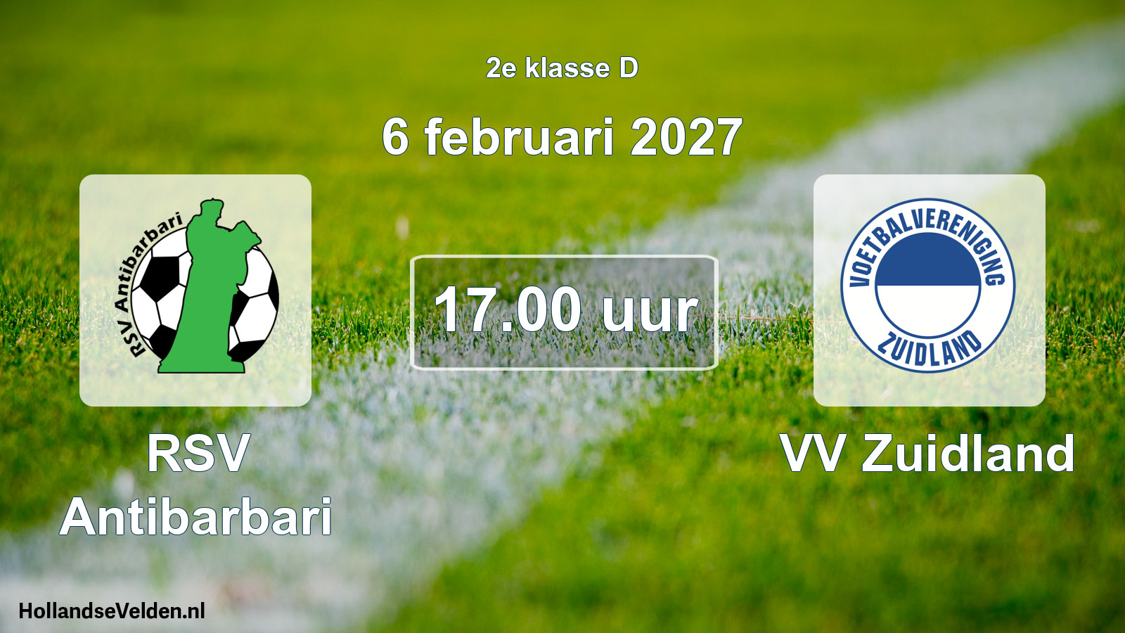 Geplande wedstrijd: RSV Antibarbari - VV Zuidland (6 februari 2027)