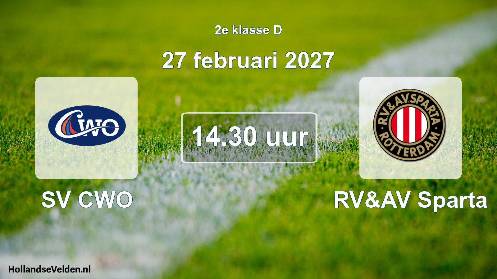 Geplande wedstrijd: SV CWO - RV&AV Sparta (27 februari 2027)