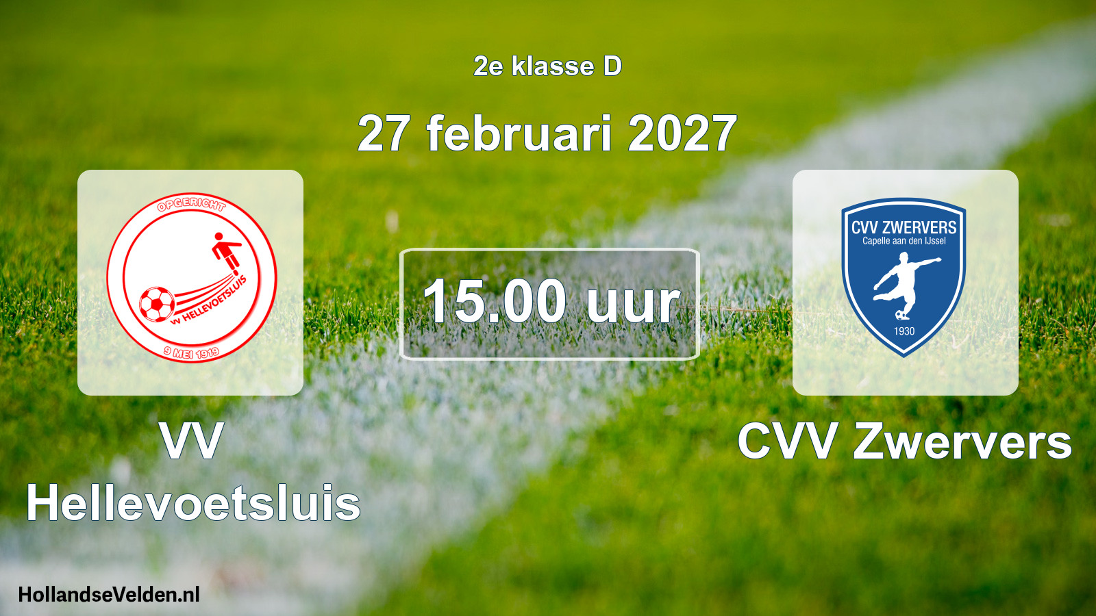 Geplande wedstrijd: VV Hellevoetsluis - CVV Zwervers (27 februari 2027)