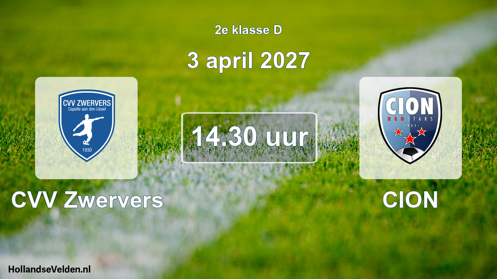 Geplande wedstrijd: CVV Zwervers - CION (3 april 2027)