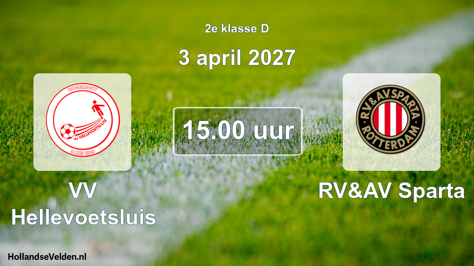Geplande wedstrijd: VV Hellevoetsluis - RV&AV Sparta (3 april 2027)