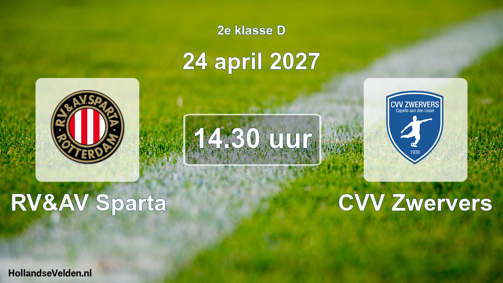 Geplande wedstrijd: RV&AV Sparta - CVV Zwervers (24 april 2027)
