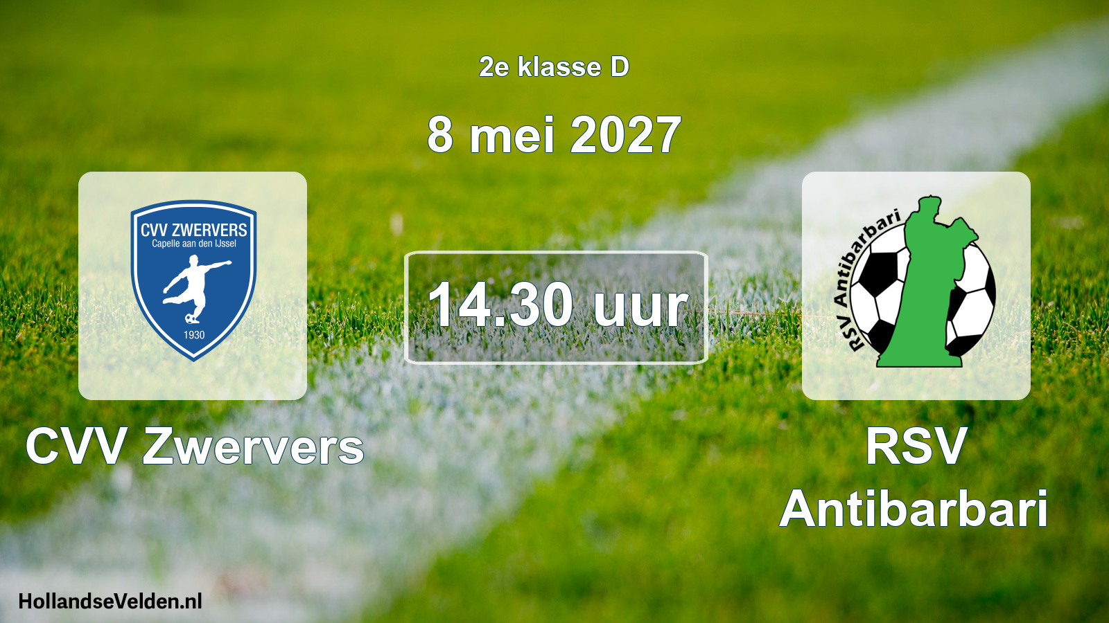 Geplande wedstrijd: CVV Zwervers - RSV Antibarbari (8 mei 2027)