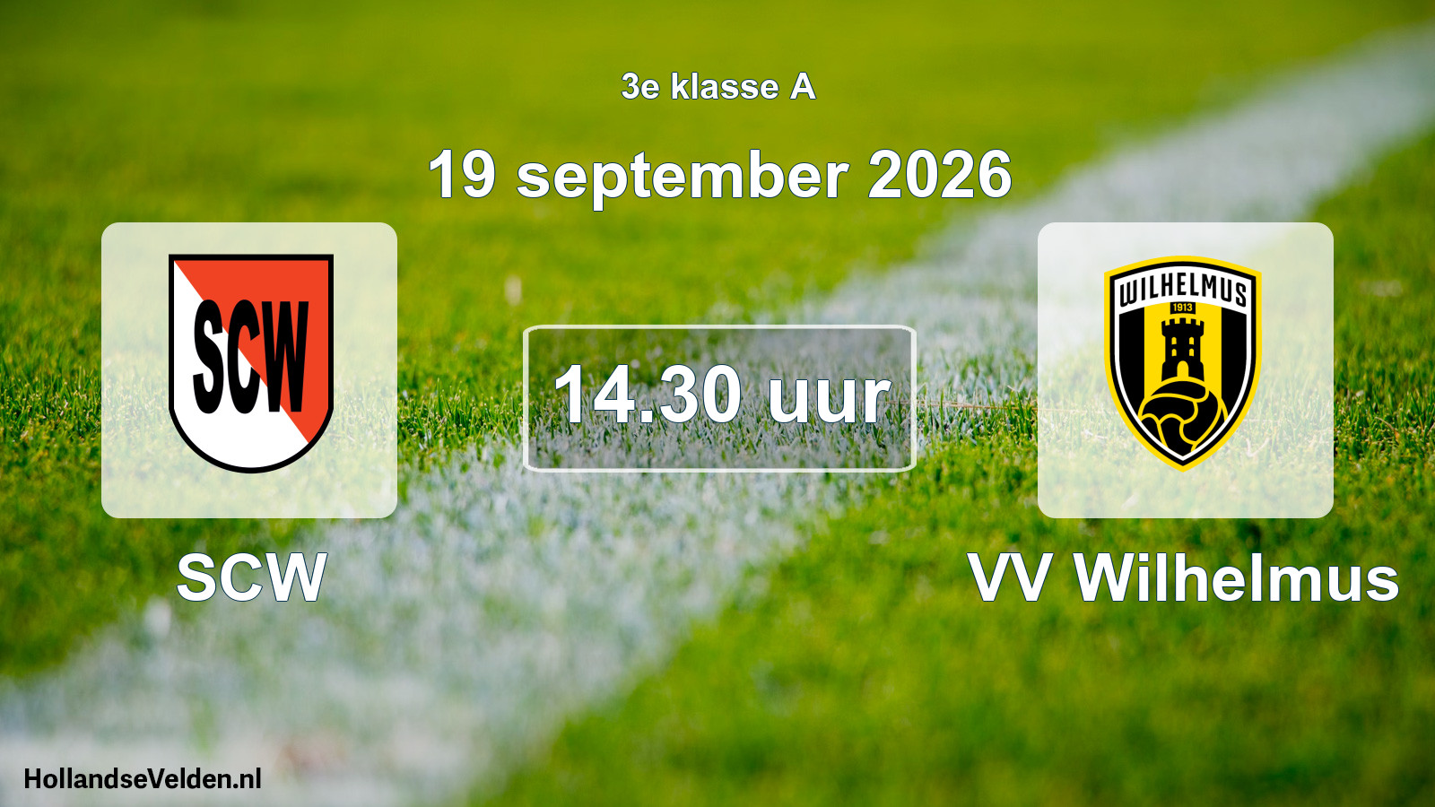 Geplande wedstrijd: SCW - VV Wilhelmus (19 september 2026)