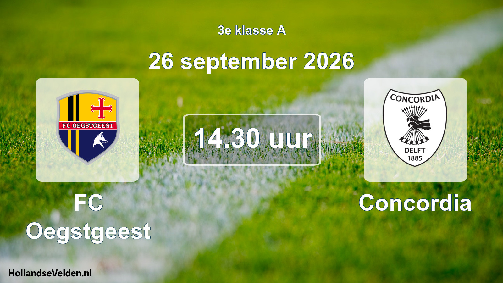 Geplande wedstrijd: FC Oegstgeest - Concordia (26 september 2026)