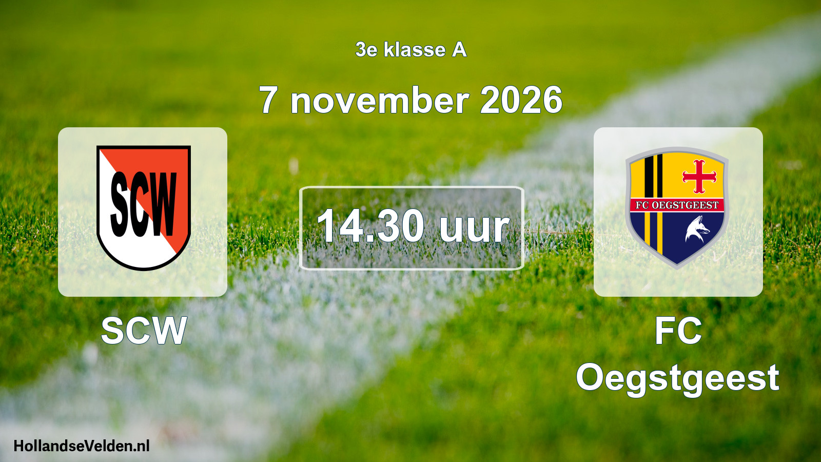 Geplande wedstrijd: SCW - FC Oegstgeest (7 november 2026)