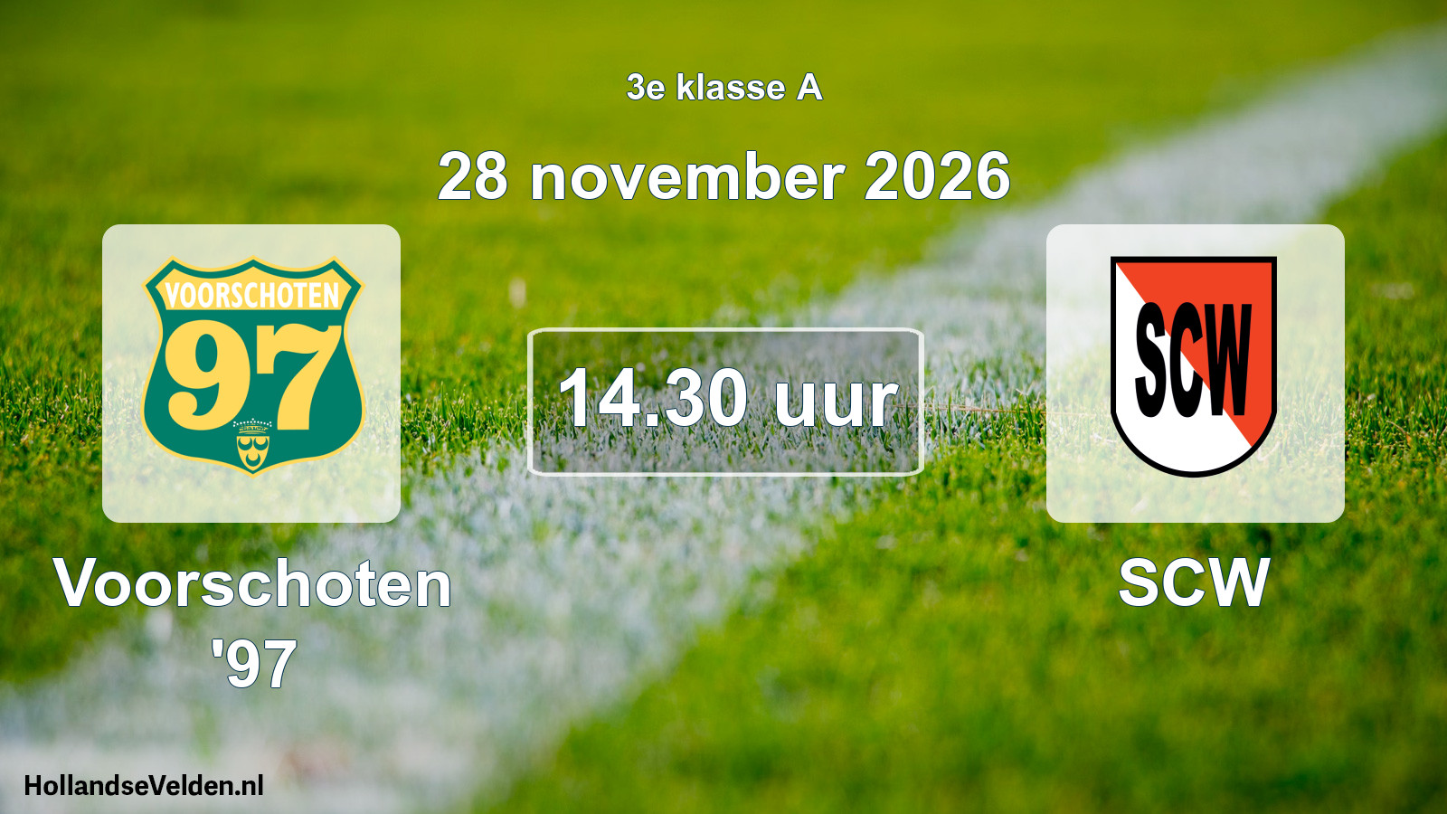 Geplande wedstrijd: Voorschoten '97 - SCW (28 november 2026)
