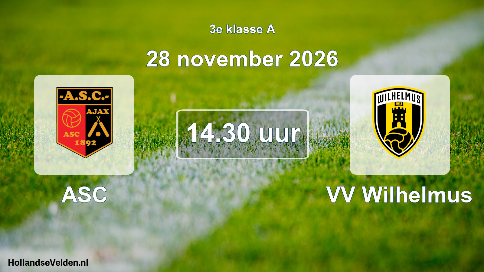 Geplande wedstrijd: ASC - VV Wilhelmus (28 november 2026)