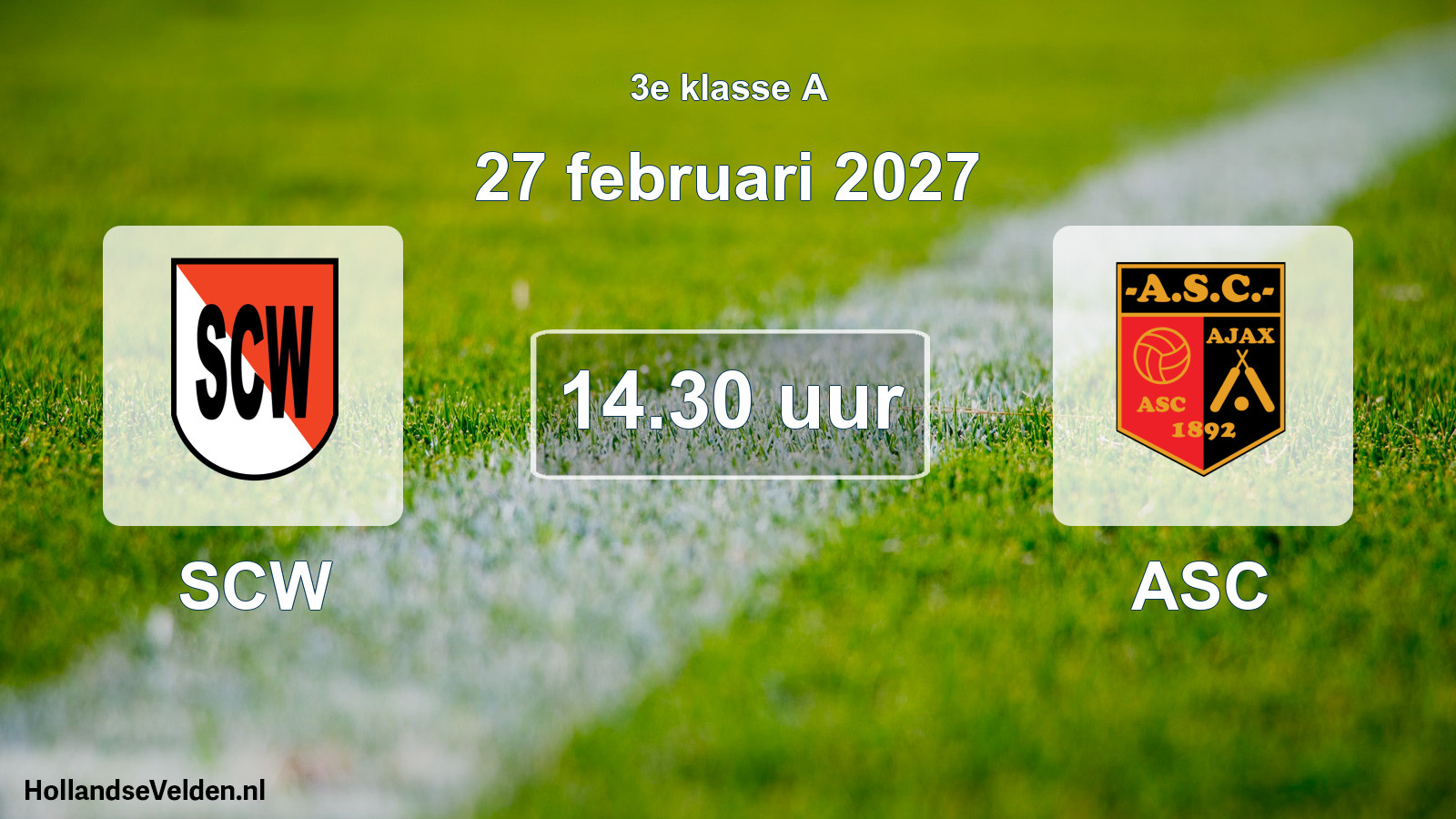 Geplande wedstrijd: SCW - ASC (27 februari 2027)