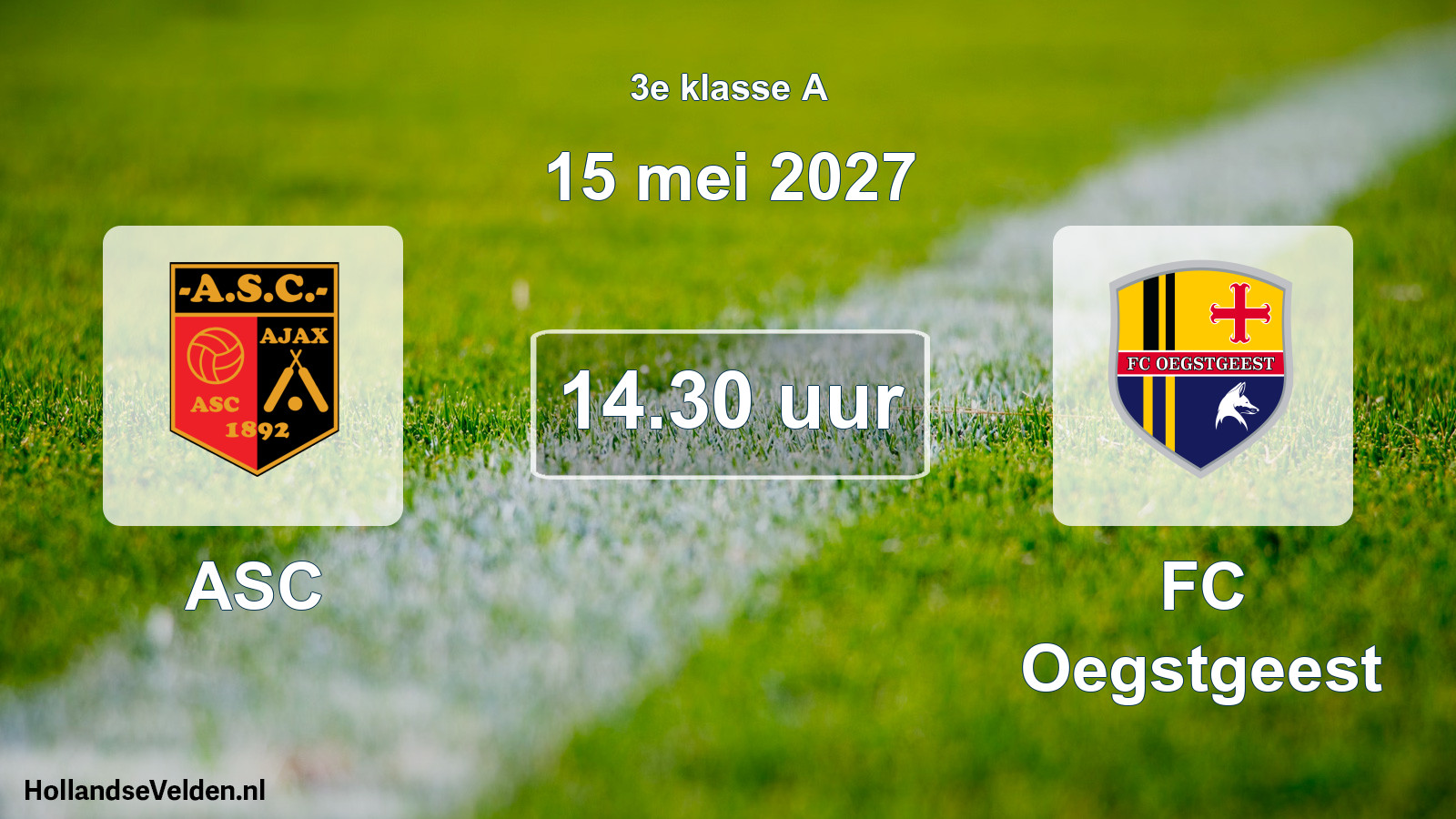 Geplande wedstrijd: ASC - FC Oegstgeest (15 mei 2027)