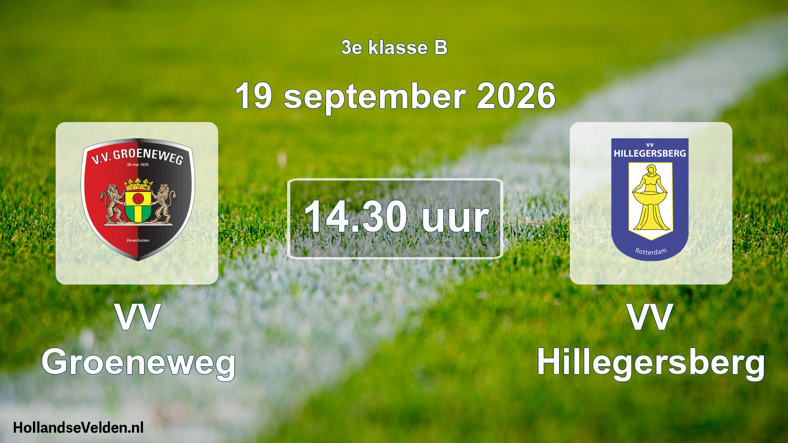 Geplande wedstrijd: VV Groeneweg - VV Hillegersberg (19 september 2026)