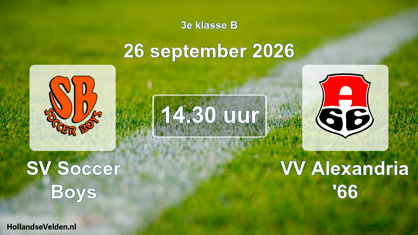 Geplande wedstrijd: SV Soccer Boys - VV Alexandria '66 (26 september 2026)