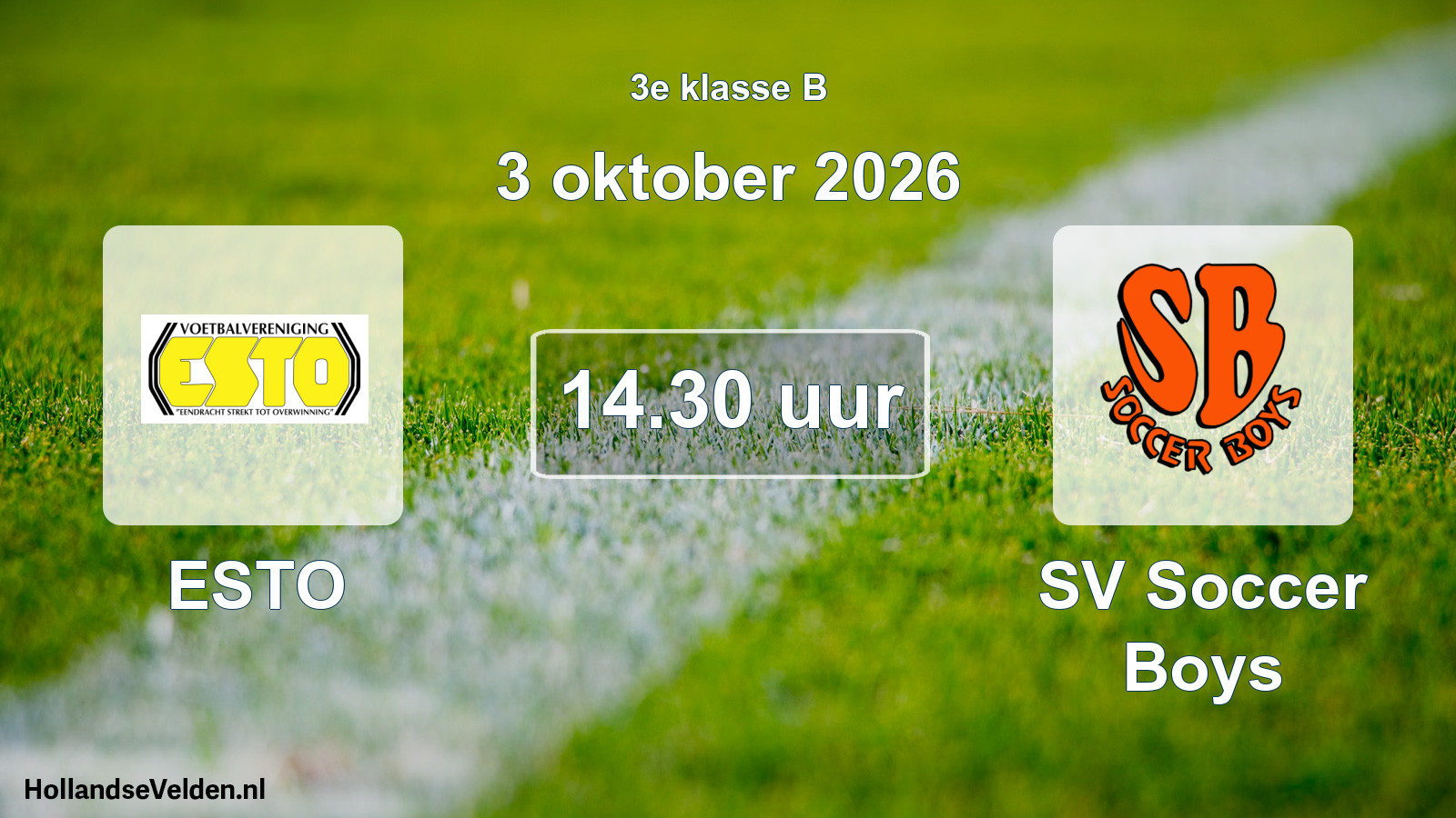 Geplande wedstrijd: ESTO - SV Soccer Boys (3 oktober 2026)