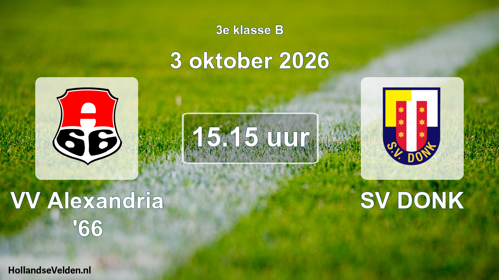 Geplande wedstrijd: VV Alexandria '66 - SV DONK (3 oktober 2026)