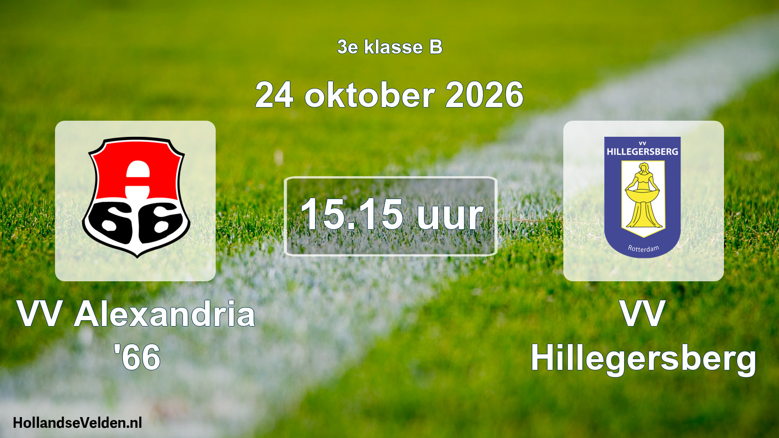 Geplande wedstrijd: VV Alexandria '66 - VV Hillegersberg (24 oktober 2026)