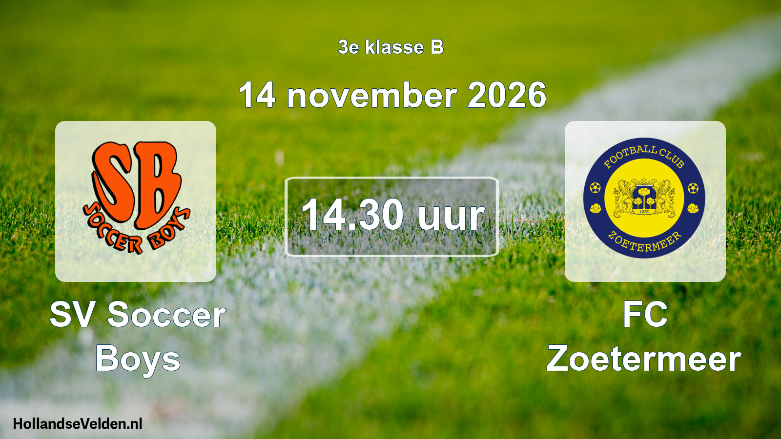 Geplande wedstrijd: SV Soccer Boys - FC Zoetermeer (14 november 2026)