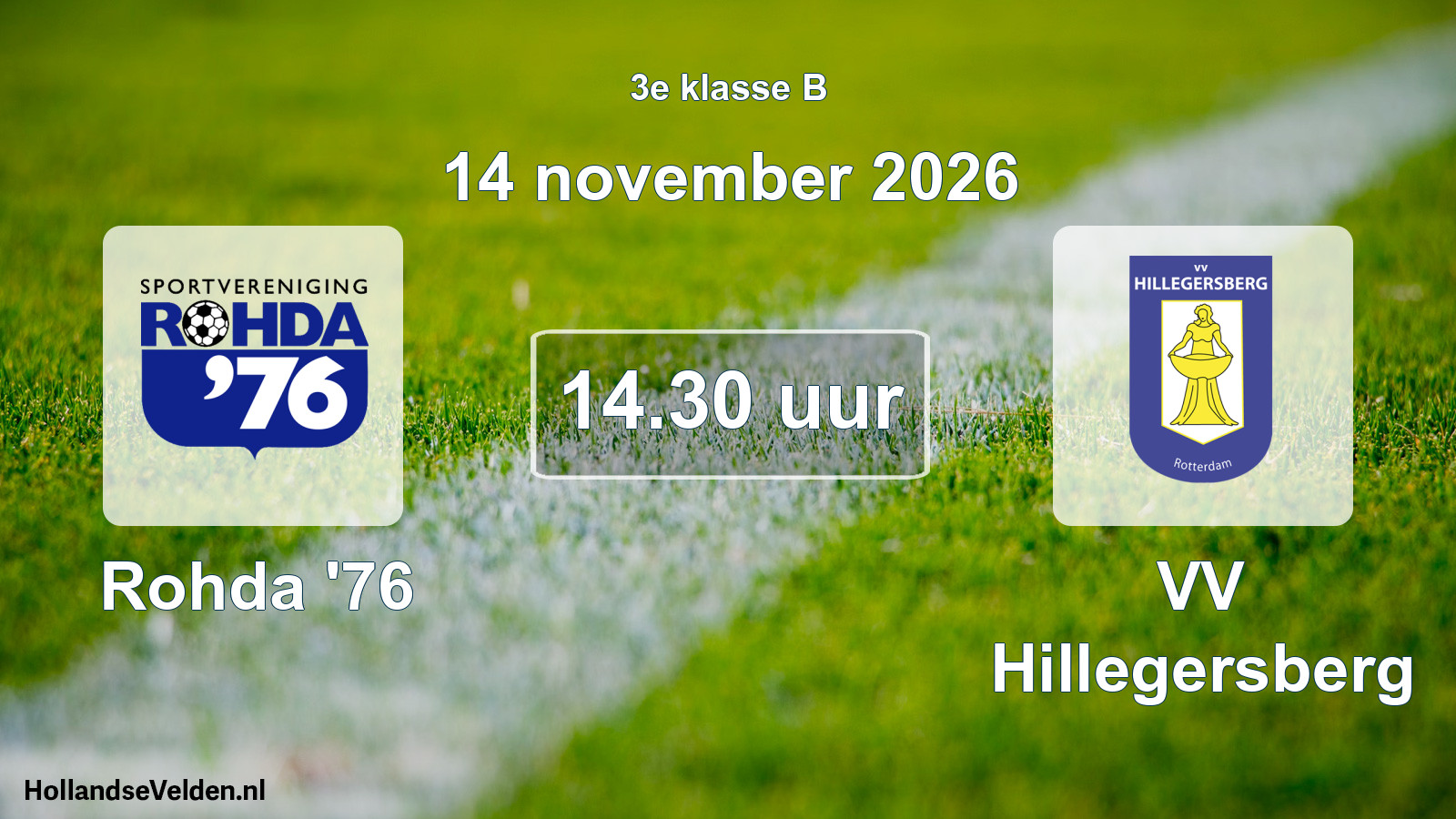 Geplande wedstrijd: Rohda '76 - VV Hillegersberg (14 november 2026)