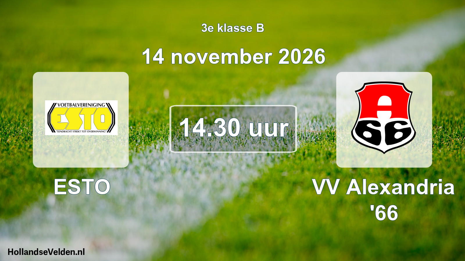 Geplande wedstrijd: ESTO - VV Alexandria '66 (14 november 2026)