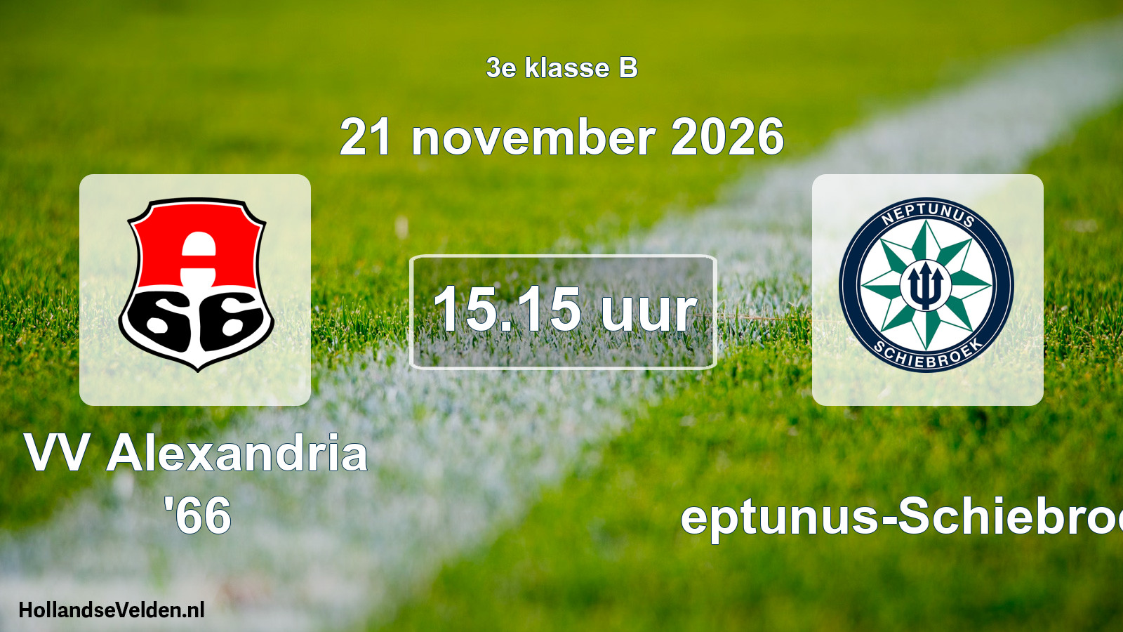 Geplande wedstrijd: VV Alexandria '66 - Neptunus-Schiebroek (21 november 2026)