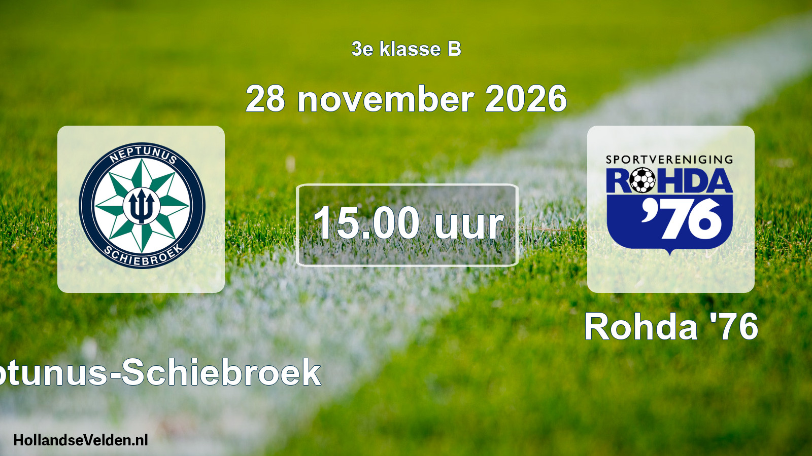 Geplande wedstrijd: Neptunus-Schiebroek - Rohda '76 (28 november 2026)