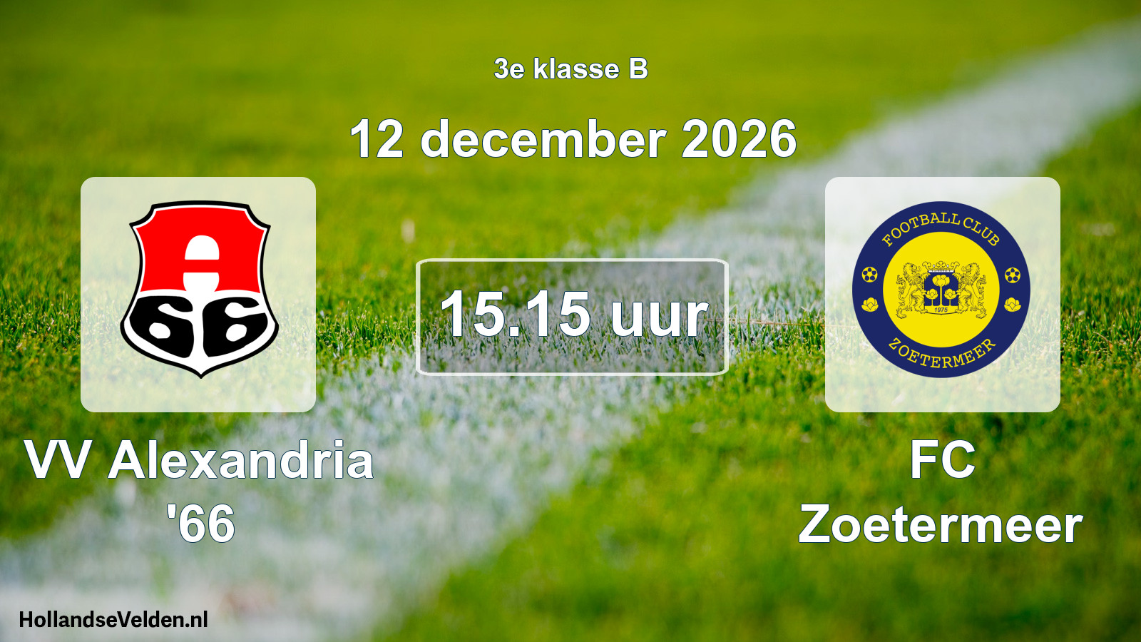 Geplande wedstrijd: VV Alexandria '66 - FC Zoetermeer (12 december 2026)