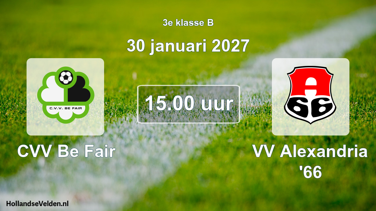 Geplande wedstrijd: CVV Be Fair - VV Alexandria '66 (30 januari 2027)