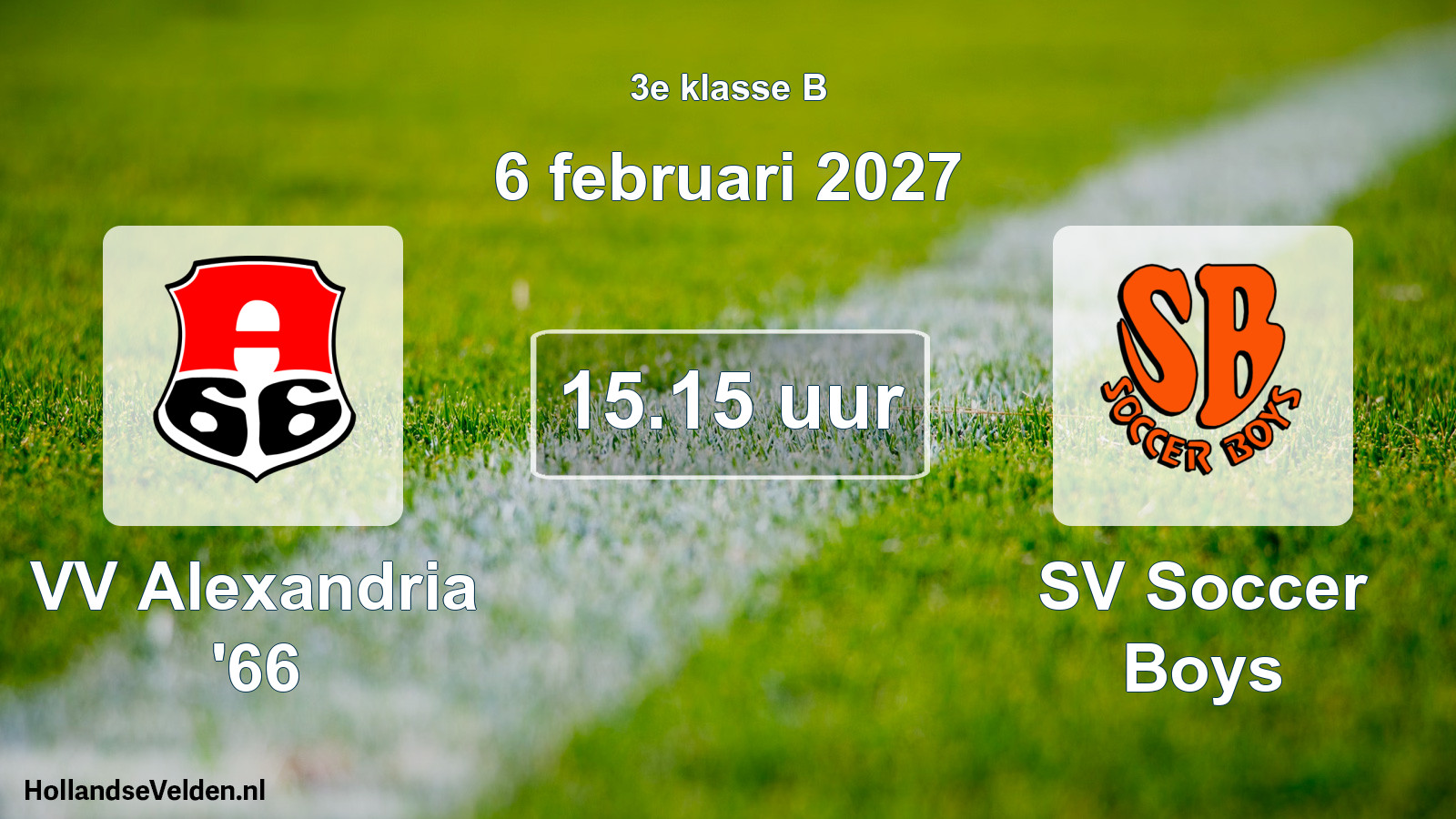 Geplande wedstrijd: VV Alexandria '66 - SV Soccer Boys (6 februari 2027)