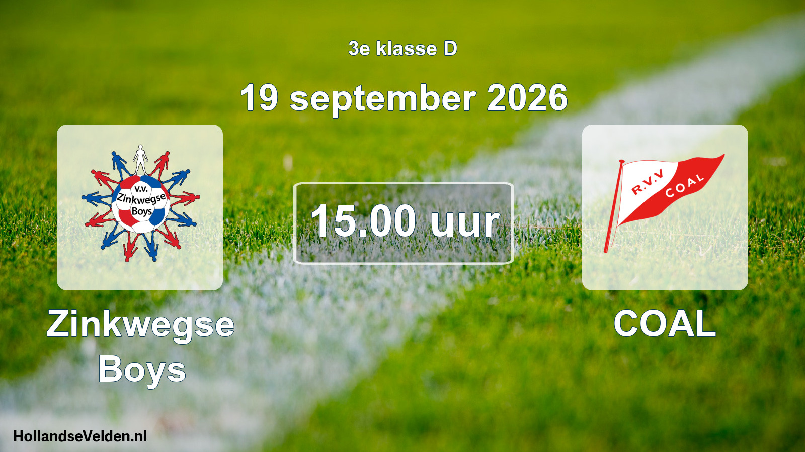 Geplande wedstrijd: Zinkwegse Boys - COAL (19 september 2026)