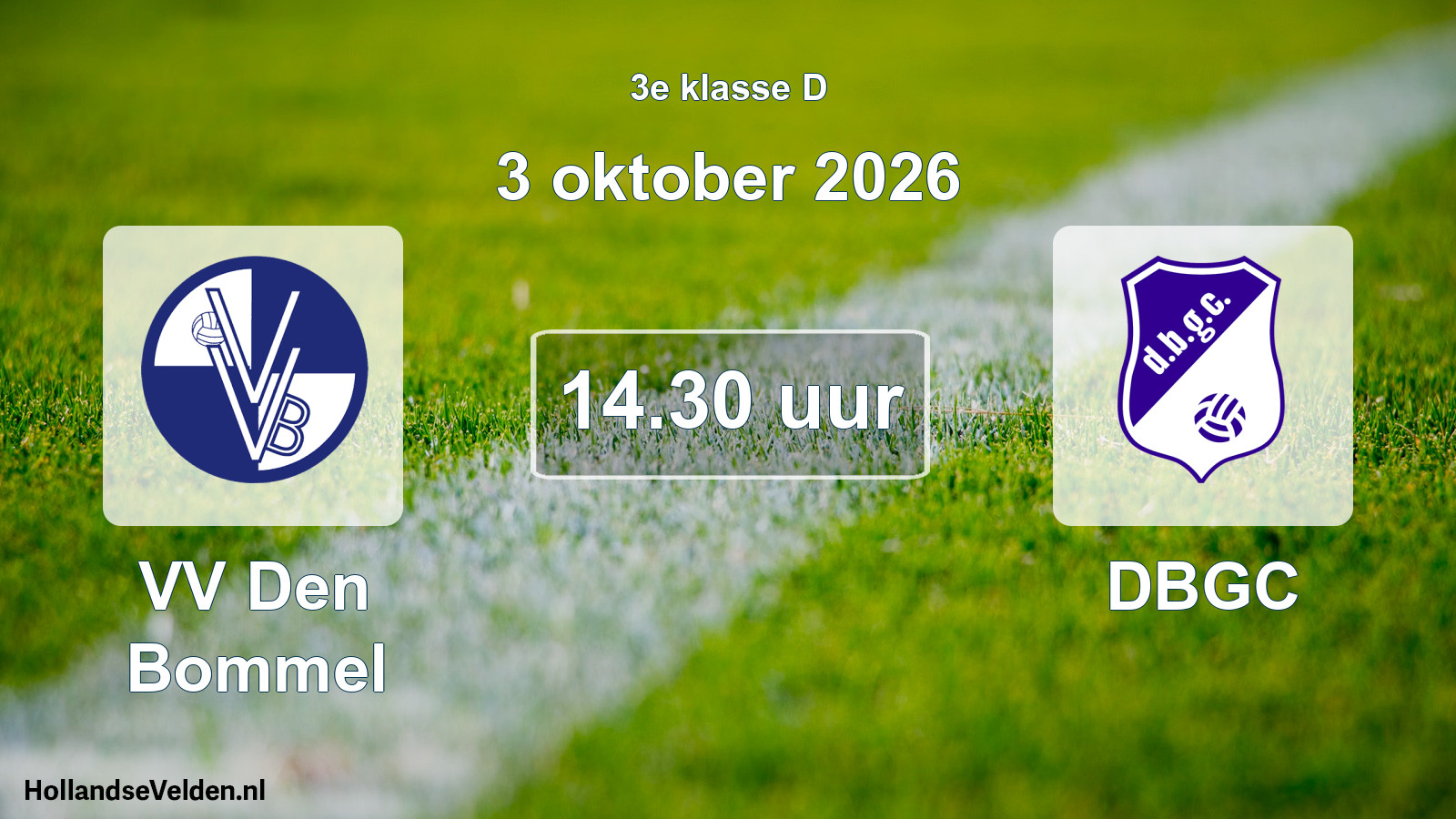 Geplande wedstrijd: VV Den Bommel - DBGC (3 oktober 2026)