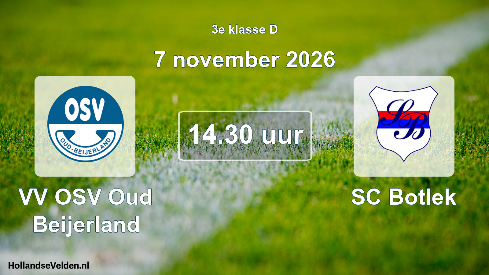 Geplande wedstrijd: VV OSV Oud Beijerland - SC Botlek (7 november 2026)