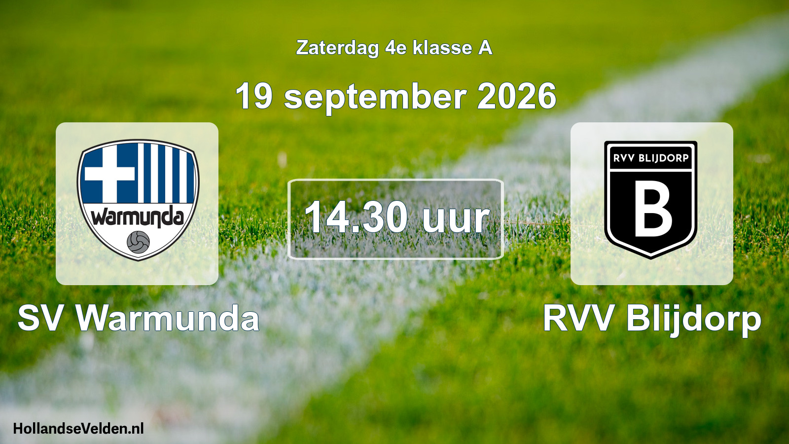 Geplande wedstrijd: SV Warmunda - RVV Blijdorp (19 september 2026)