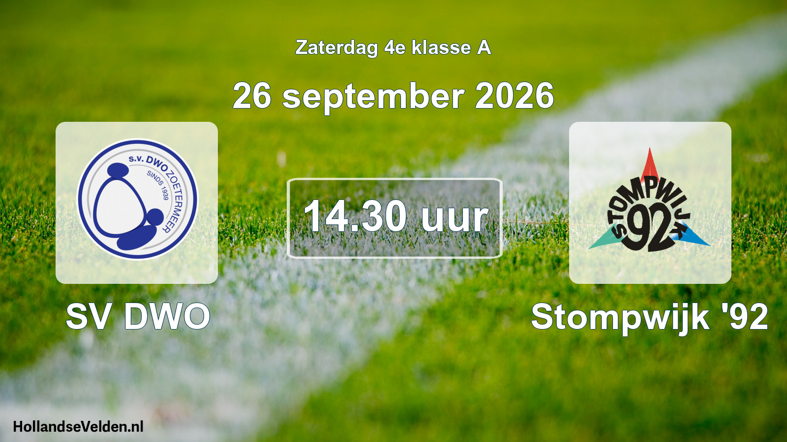 Geplande wedstrijd: SV DWO - Stompwijk '92 (26 september 2026)