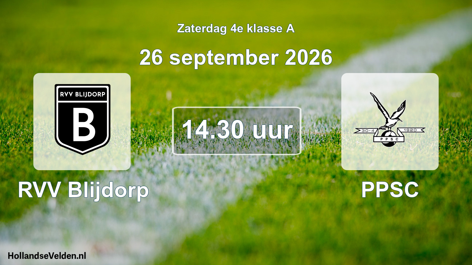 Geplande wedstrijd: RVV Blijdorp - PPSC (26 september 2026)