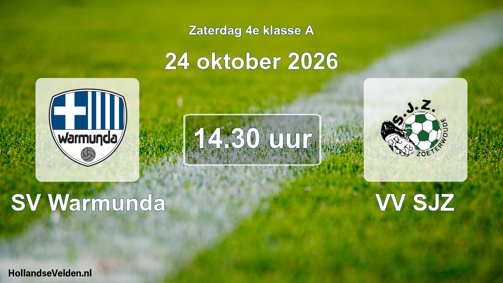 Geplande wedstrijd: SV Warmunda - VV SJZ (24 oktober 2026)