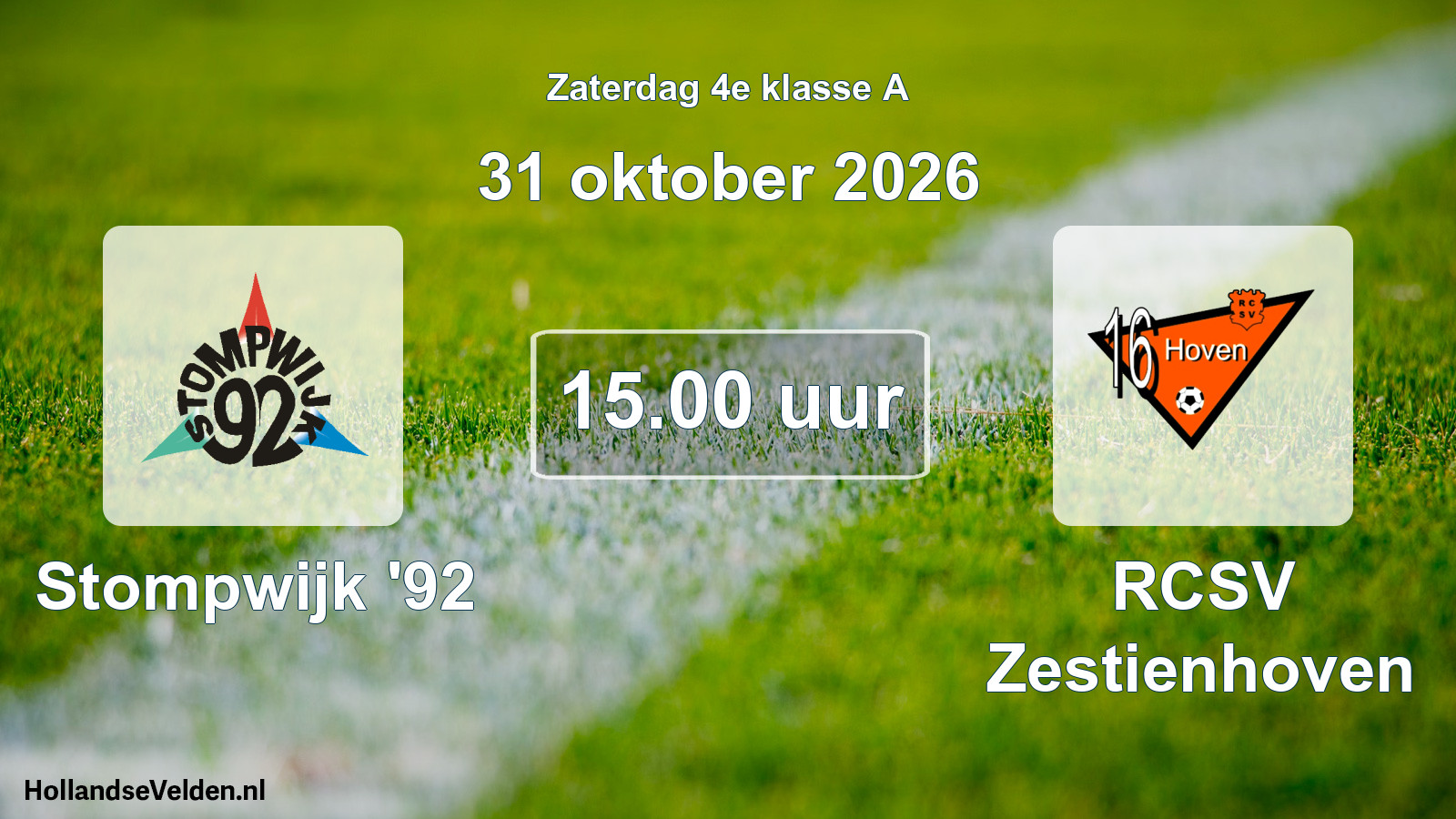 Geplande wedstrijd: Stompwijk '92 - RCSV Zestienhoven (31 oktober 2026)