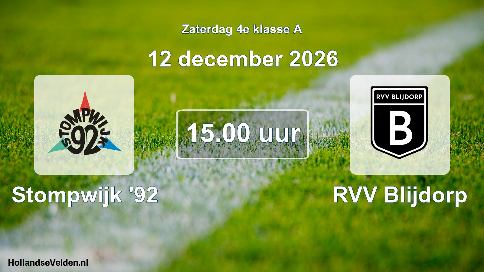 Geplande wedstrijd: Stompwijk '92 - RVV Blijdorp (12 december 2026)