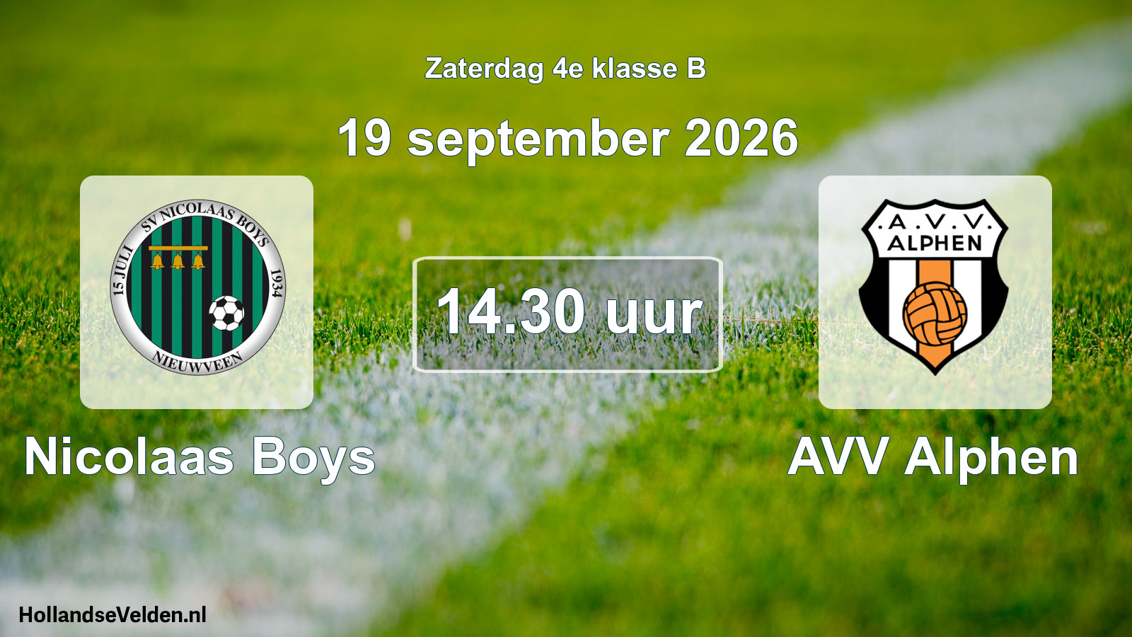 Geplande wedstrijd: Nicolaas Boys - AVV Alphen (19 september 2026)