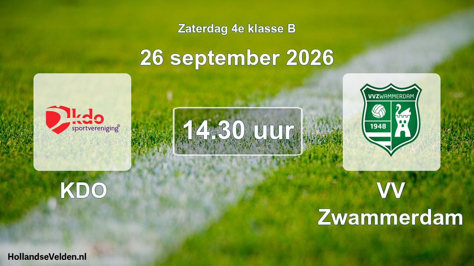 Geplande wedstrijd: KDO - VV Zwammerdam (26 september 2026)