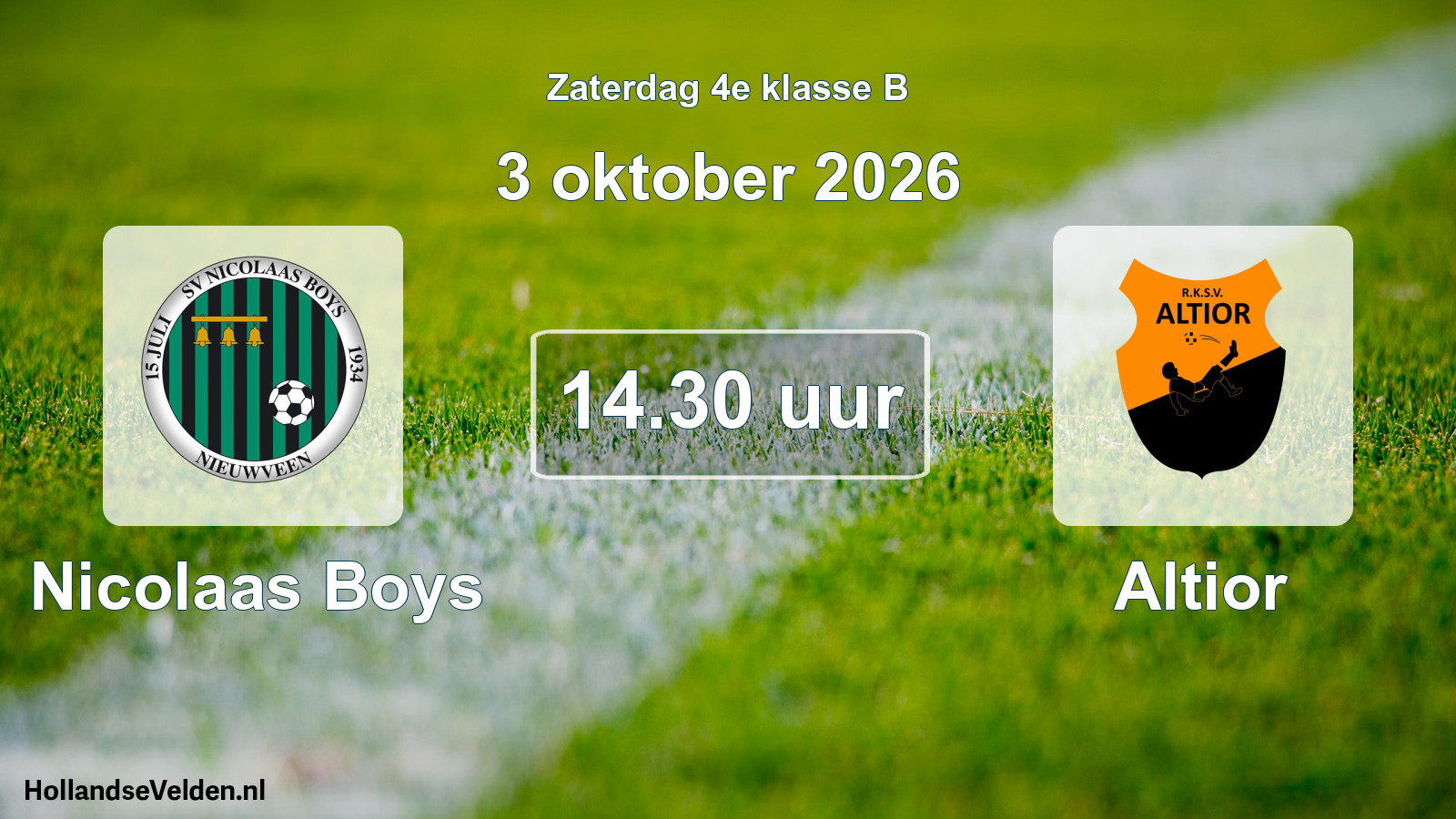 Geplande wedstrijd: Nicolaas Boys - Altior (3 oktober 2026)