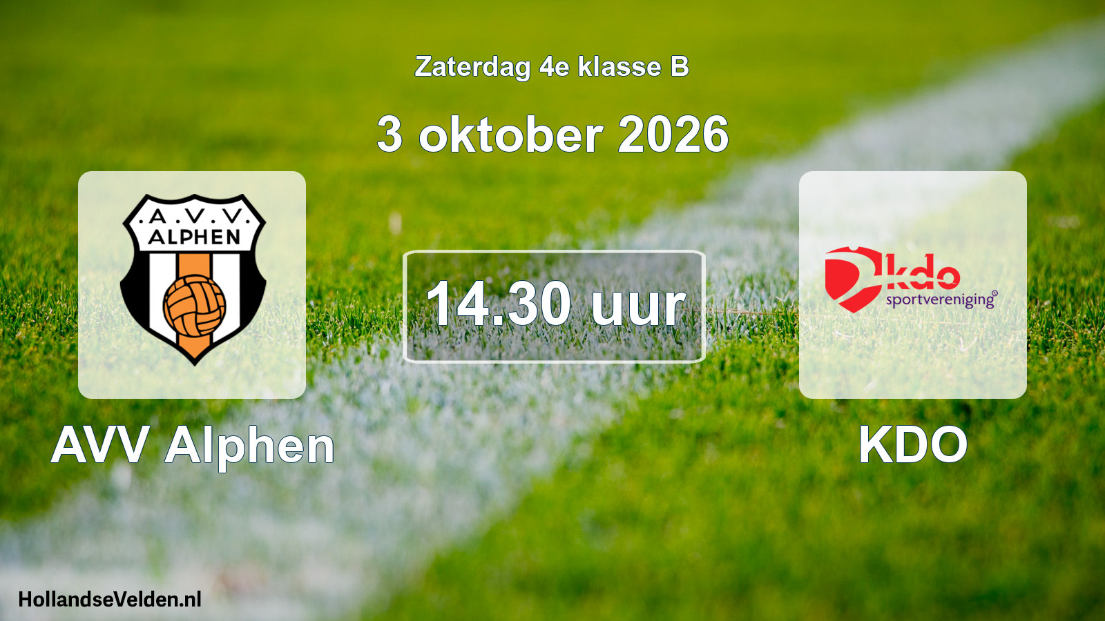 Scheduled Match: AVV Alphen - KDO (3 October 2026)