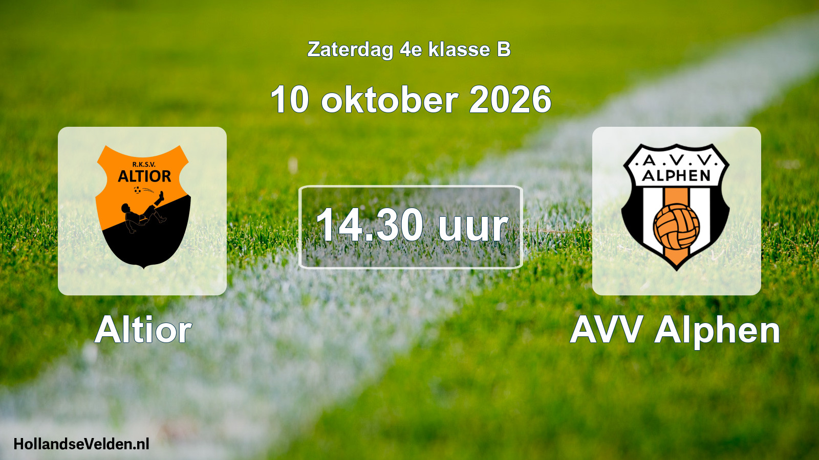 Geplande wedstrijd: Altior - AVV Alphen (10 oktober 2026)
