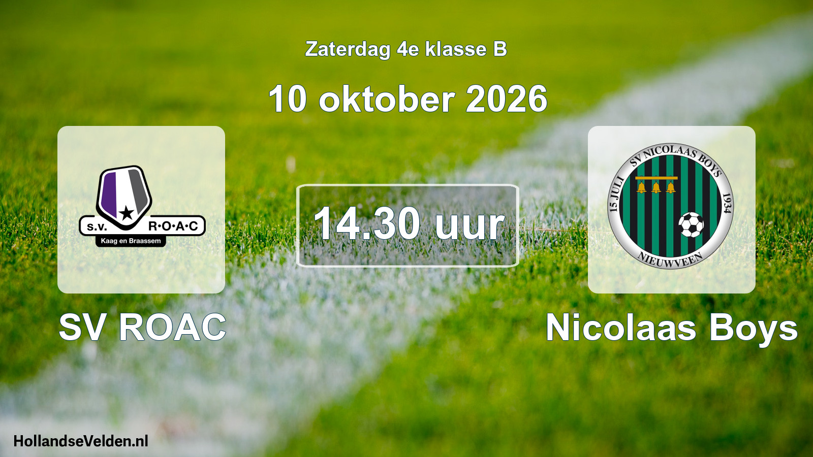 Geplande wedstrijd: SV ROAC - Nicolaas Boys (10 oktober 2026)