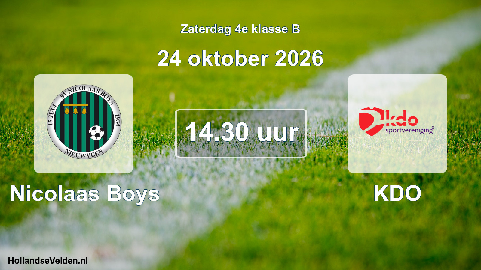 Geplande wedstrijd: Nicolaas Boys - KDO (24 oktober 2026)