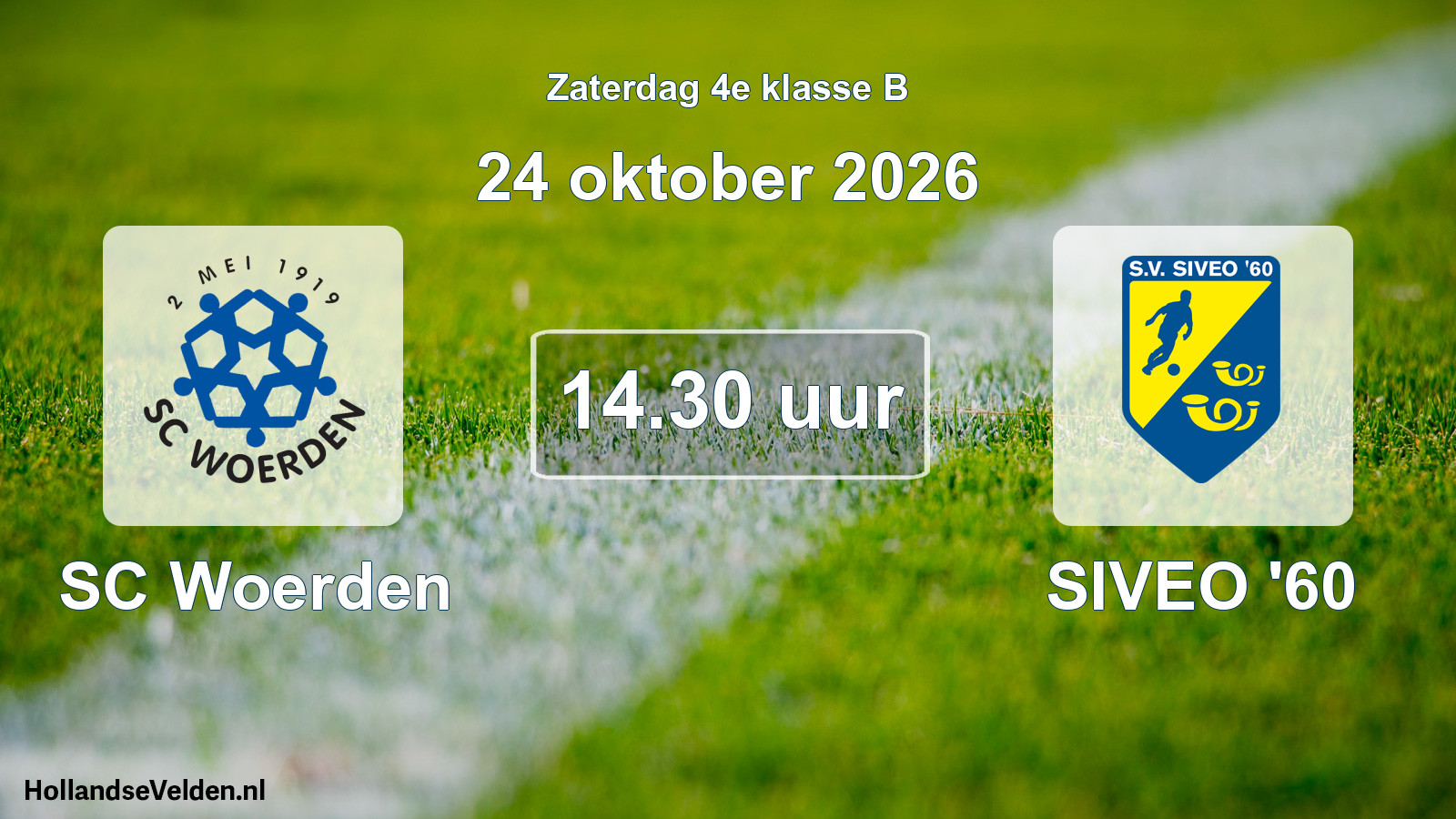 Geplande wedstrijd: SC Woerden - SIVEO '60 (24 oktober 2026)